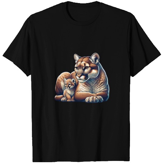 Lion Pet Mountain Lion Cougar Mom Baby Kitten T-Shirts