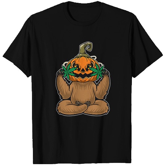 Sloth Pet Funny Pothead Sloth Pumpkin Scary Fright Halloween T-Shirts