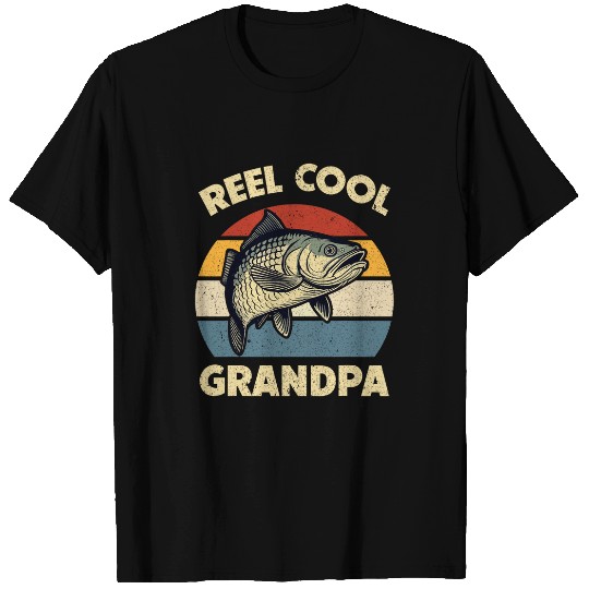 Fathers Day Fishing Reel Cool Grandpa Funny Bass Dad T-Shirts