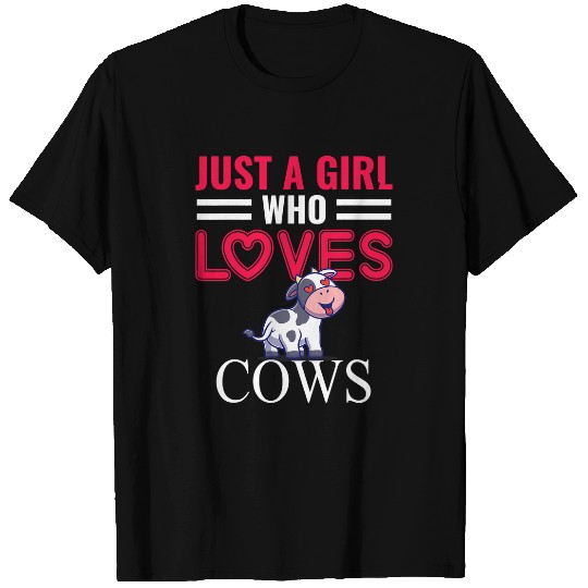 Just A Girl Who Loves Cows Cute Strawberry Cow Cowgirls Print T-Shirts