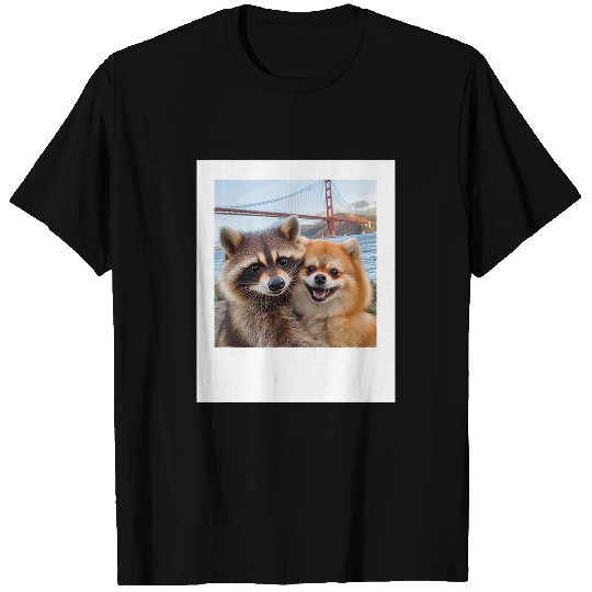 Raccoon Pet Pomeranian Selfie Golden Gate Bridge San Francisco T-Shirts