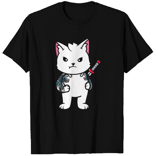 Samurai Cat Katana Ninja Yakuza Tattoo Japanese Culture T-Shirts