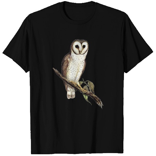 Owl Pet Barn Owl Illustration Of Bird On Branch T-Shirts