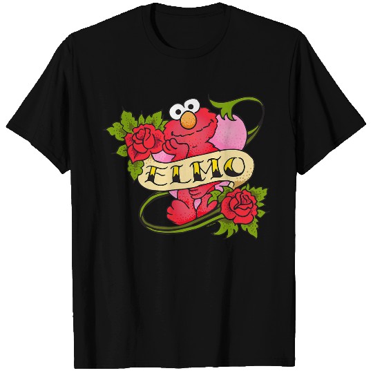 Sesame Street Elmo Hearts And Roses Tattoo T-Shirts