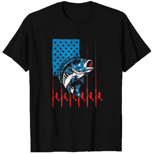 Patriotic Bass Fishing s 4th of July USA Flag Men Women 9 T-Shirts