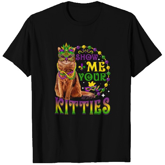 Show Me Your Kitties Cute Mardi Gras Somali Cat T-Shirts