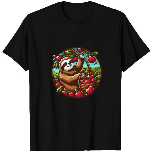 Sloth Pet Apple Picking Autumn Season T-Shirts