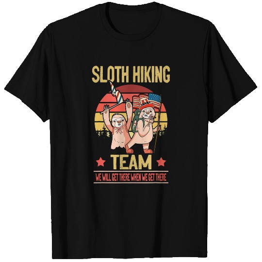 Sloth Pet Hiking Team Hiking Patriotic 4th of July retro vintage T-Shirts