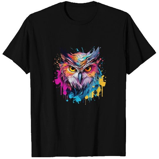 Owl Pet Splash Art Owls Lover Colorful Eurasian Eagle Owl T-Shirts