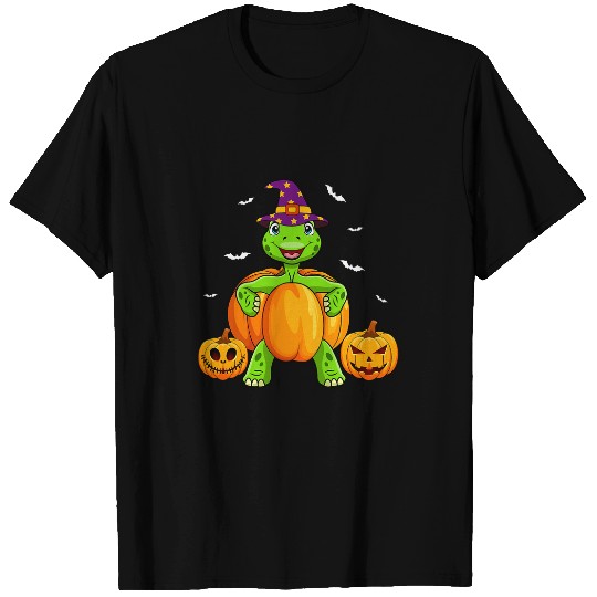 Turtle Pet Funny Sea Turtle Witch Hat Pumpkin Halloween Ocean Animal T-Shirts