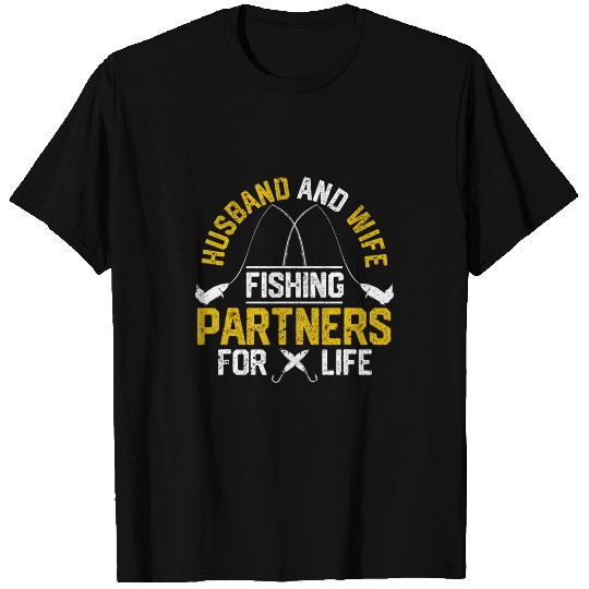 Husband And Wife Fishing Partners For Life Bass Fish Lovers T-Shirts