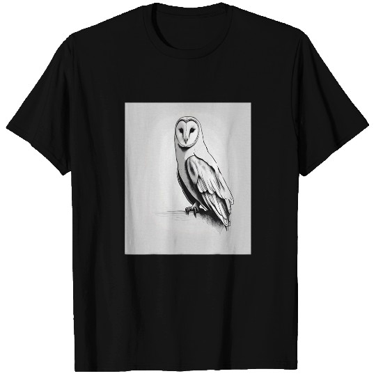 Owl Pet Barn Owl Dark Night Hunter Drawing T-Shirts
