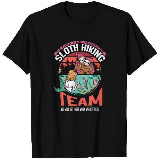 Sloth Pet Hiking Team Mother And Daughter Mermaid Retro T-Shirts