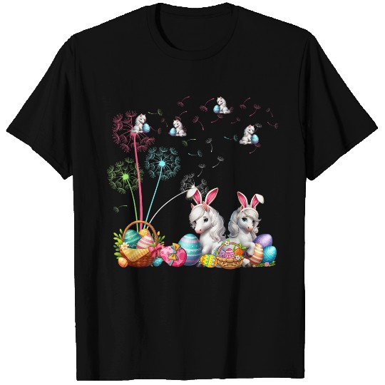 Squad Easter Couple Bunny Horses Dandelions Hunting Eggs T-Shirts