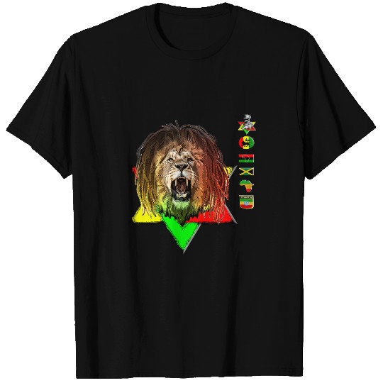 Lion Pet Roaring Rastafarian Reggae Lion of Judah Star Of David T-Shirts