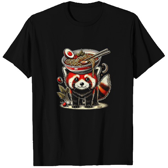 Panda Pet Kawaii Red Panda Japan Food Ramen Pho Bo Funny Bowl T-Shirts