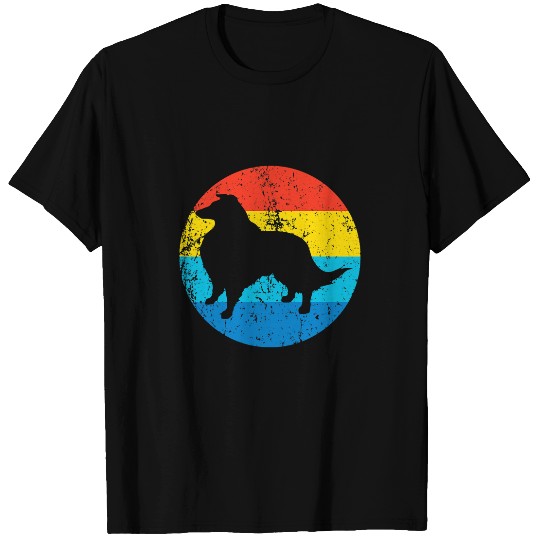 Dog Shetland Sheepdog Dog Breed Silhouette Retro 1970s Circle T-Shirts