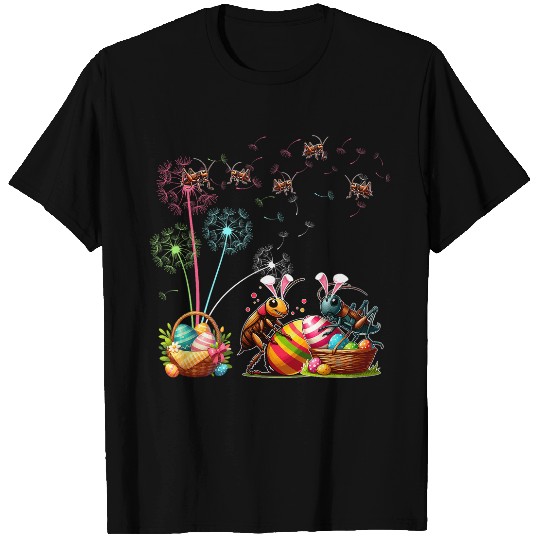 Squad Easter Couple Bunny Crickets Dandelions Hunting Eggs T-Shirts