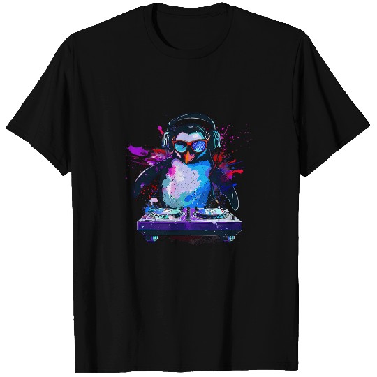 Penguin Pet Music DJ House Music EDM Turntable DJ Penguin Techno T-Shirts