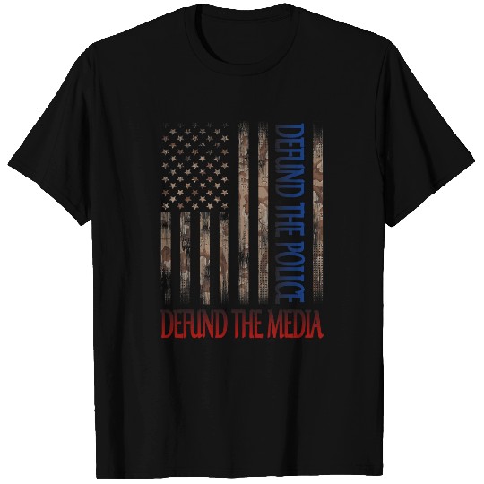 Police Job Defund The Police Defund The Media vintages American Flag T-Shirts
