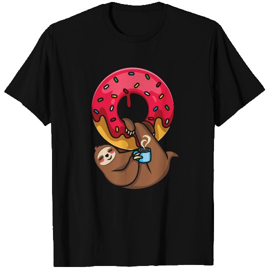 Sloth Pet Baking Sloth Donut Lover Zookeeper Breakfast Coffee T-Shirts