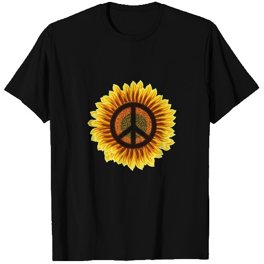 Sunflower Peace Sign 1960s 1970s Hippie Flower Retro T-Shirts