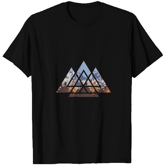 Modern mountain landscape in triagles hike lovers T-Shirts