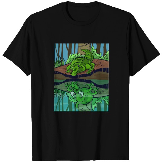 Dragon Pet Crocodile Dragon Fairy Tale Reflective Image T-Shirts