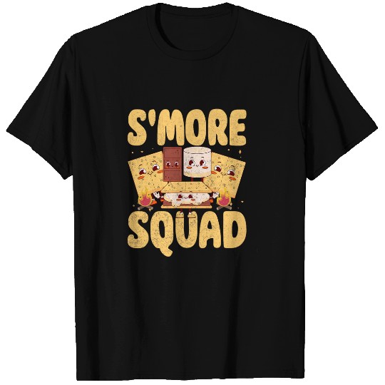 Smore Squad Groovy Smore Chocolate Marshmallow Camping Team T-Shirts