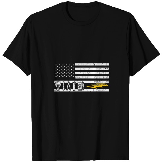 Electrical USA Flag Voltage Lineman Circuit Cable 2 Electrician T-Shirts