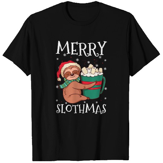 Sloth Pet Merry Slothmas Christmas Pajama Sloth Santa Hot Cocoa Xmas T-Shirts