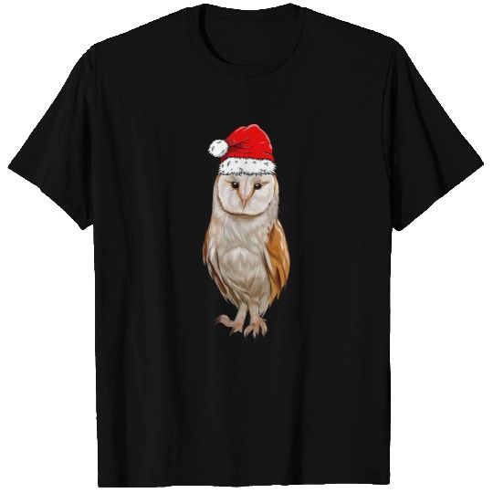 Owl Pet Barn Owl Wearing Santa Hat xmass Barn Owl Lover Christmas T-Shirts
