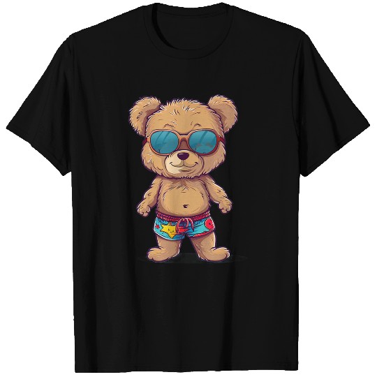 Bear Pet Happy Teddy Bear with cool Sunglasses and swimming trunks T-Shirts