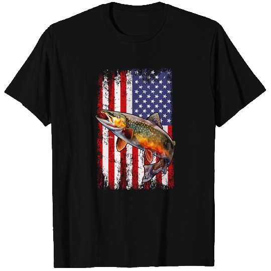 Speckled Brook trout American flag Fishing T-Shirts