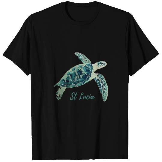 St Lucia Tribal Sea Turtle Surfer Scubas Diving Saint Lucia T-Shirts