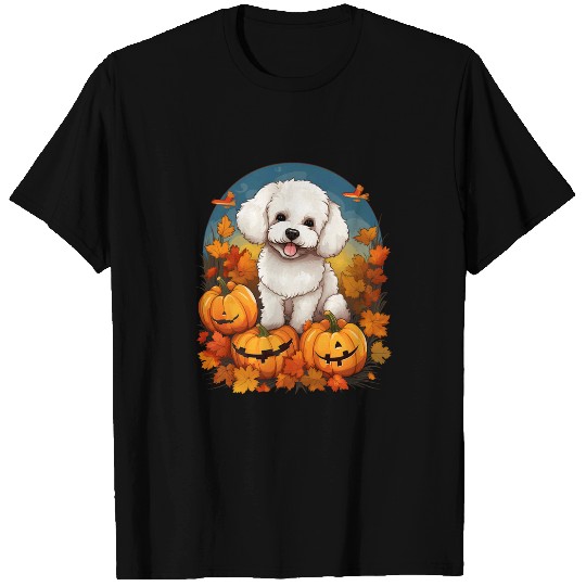 Pumpkin Bichon Frise Dog Halloween Thanksgiving T-Shirts