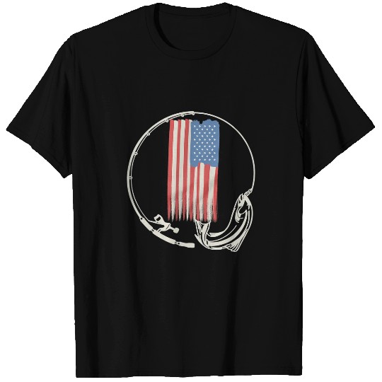 Fishing Camouflage US American Flag Bass Fish Fisherman 2 Fisher T-Shirts
