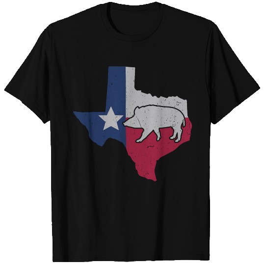 Mens Texas Flag Boar Hunting Funny Wild Hog Hunter T-Shirts