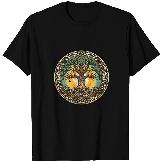 Viking Moon Knot Yggdrasil on Celtic Nordic Tree Of Life T-Shirts