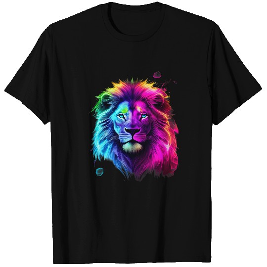 Lion Pet Face Artwork Colorful Art Lion Head Animal Lover Lion T-Shirts