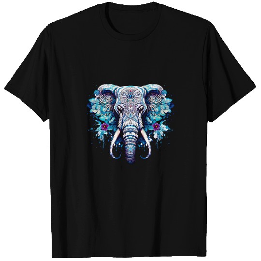 Elephant Pet Sugar Skull Elephant Decorated Elephant Halloween Graphic T-Shirts