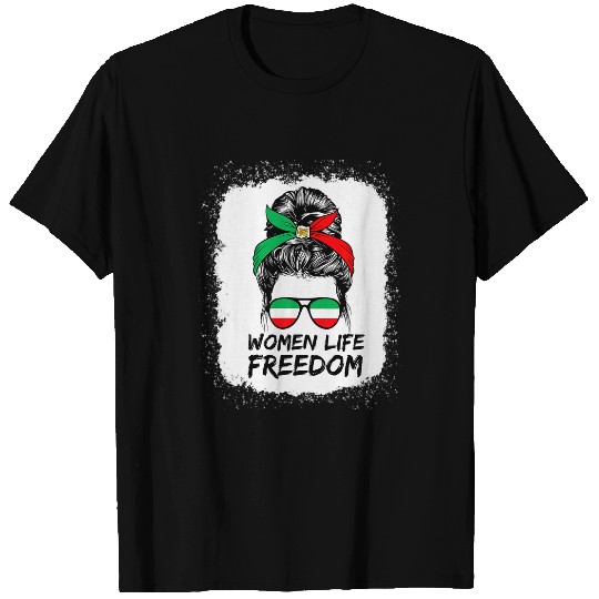 Lion Pet Women s Life Freedom Zan Zendegi Azadi Messy Bun Iran Lion T-Shirts