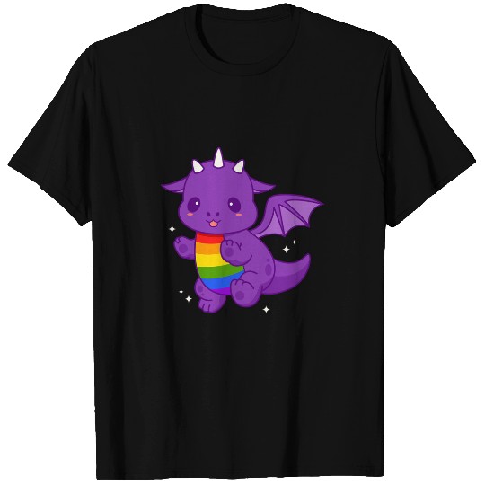 Dragon Pet Cute Kawaii LGBTQ Pride Dragon Rainbow Pride Flag T-Shirts
