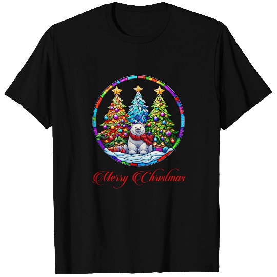 Bear Pet Christmas trees and Polar Bear Stained Glass Symphony 2 T-Shirts