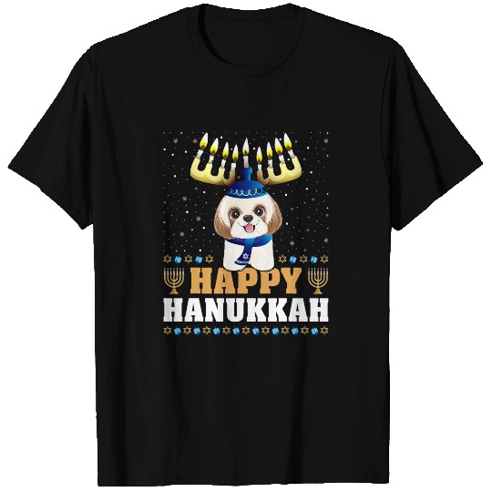 Cute Menorah Chanukah Funny Shih Tzu Hanukkah T-Shirts