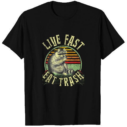 Raccoon Pet Live Fast Eat Trash Retro Distressed 2 T-Shirts