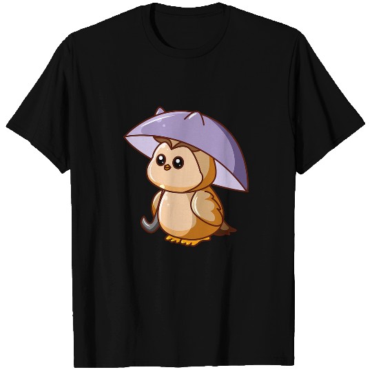 Owl Pet Birds of Prey Under the Umbrella Holding Umbrella T-Shirts