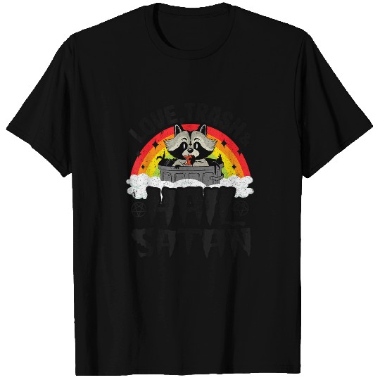 Raccoon Pet Love Trash Hail Satan Raccoon Kids Punk Band Metal Rainbow T-Shirts