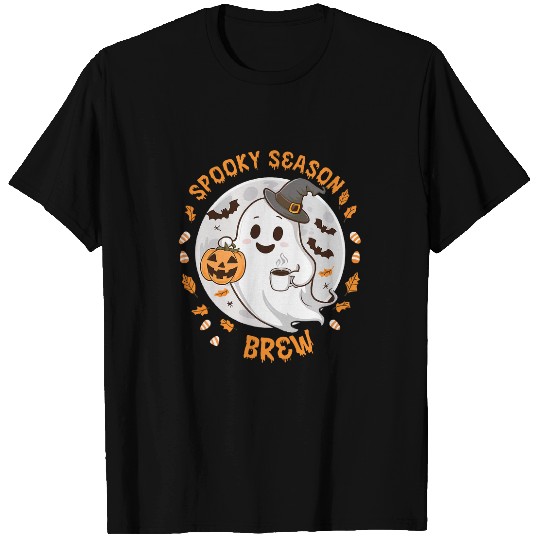 Coffee Fun ghosts Drinking Ice Coffee Spooky Season Halloween T-Shirts