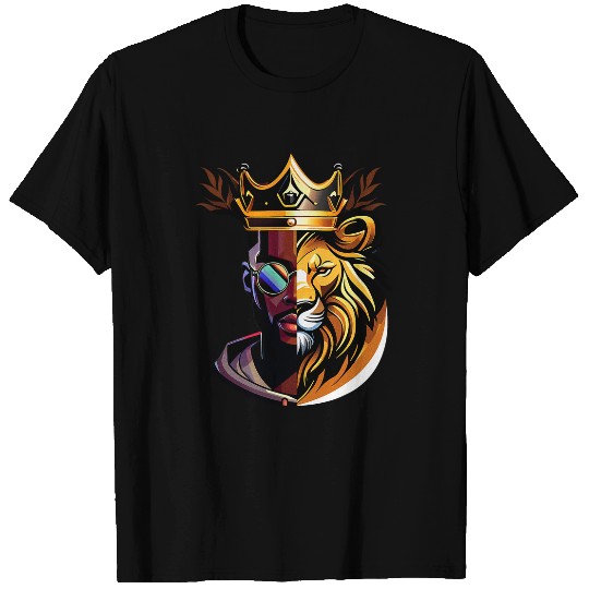 Lion Pet Black Man King Black History Melanin African American T-Shirts